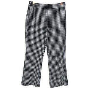 J.Crew Women's Hayden Kickout Crop Pants Gingham Stretch Linen Sz 4 Tall‎ Preppy